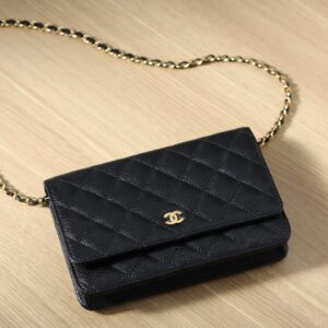 High Quality Replica Chanel Woc Gold  Chain Black