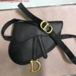 Replica Dior Saddle Belt Bag S5632 Black grained calfskin