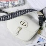 Replica Dior M9320 Large Dior Bobby Bag Latte Box Calfskin With Blue Oblique Embroidered Strap