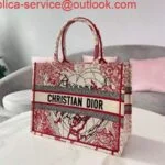 Replica Dior M1286 DIORAMOUR DIOR BOOK TOTE Red and White D-Royaume d’Amour Embroidery