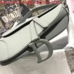 Replica Dior M0446 Dior Saddle Bag M0447 Grey Grained Calfskin with Gray Hardware