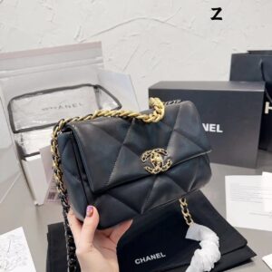 Replica Chanel 19 Hand AAA+ 2Way Chain Shoulder Bag As1160 Lamb Leather Black Top Used Women