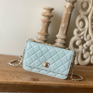 Replica 1:1 Mirror Chanel Wallet On Copy Chain Cloud Blue Ap1450