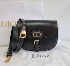 Replica Dior M9320 Large Bobby Bag Black Box Calfskin with Blue Oblique Strap