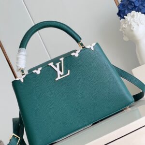 Replica Louis Vuitton Capucines MM Green and white mother-of-pearl corolla M48865