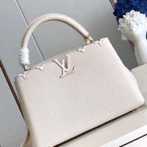 Replica Louis Vuitton Capucines MM milk white with white mother-of-pearl corolla M48865