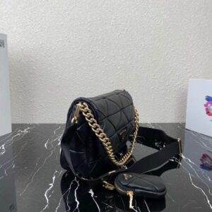 Replica Prada 1BD291 Prada System nappa leather patchwork bag Black