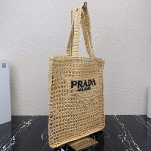 Replica Prada 1BG393 Raffia tote bag Apricot