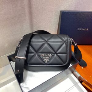 Replica Prada 1BD283 Women’s Spectrum Leather Shoulder Bag Black