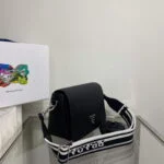 Replica Prada 1BD314 Leather shoulder bag Black