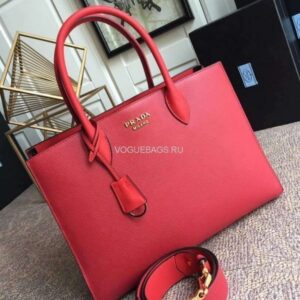 Replica Prada 1BA153 Large Saffiano Leather Handbag in Red