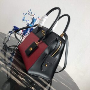 Replica Prada 1BA046 Medium Esplanade Leather Tote Bag Red and Black