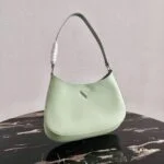 Replica Prada 1BC499 Prada Cleo Brushed Leather Shoulder Bag in Green