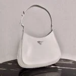 Replica Prada 1BC156 Prada Cleo Brushed Leather Shoulder Bag White
