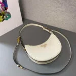 Replica Prada 1BC194 Prada Arqué Leather Shoulder Bag White
