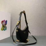 Replica Prada 1BC194 Prada Arqué Leather Shoulder Bag Black