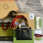 Replica Gucci 702732 Gucci Diana Mini Tote Bag Black leather