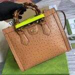 Replica Gucci Diana Small Tote Bag Ostrich Top Handle Bag 660195 Brown