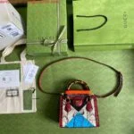 Replica Gucci Diana Mini tote bag top handle bag Gucci ‎655661 Grey With Red