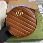 Replica Gucci 550154 GG Marmont Mini Round Shoulder Bag Brown