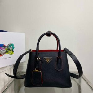 Replica Prada 1BG443 Prada Double Saffiano leather mini bag Black